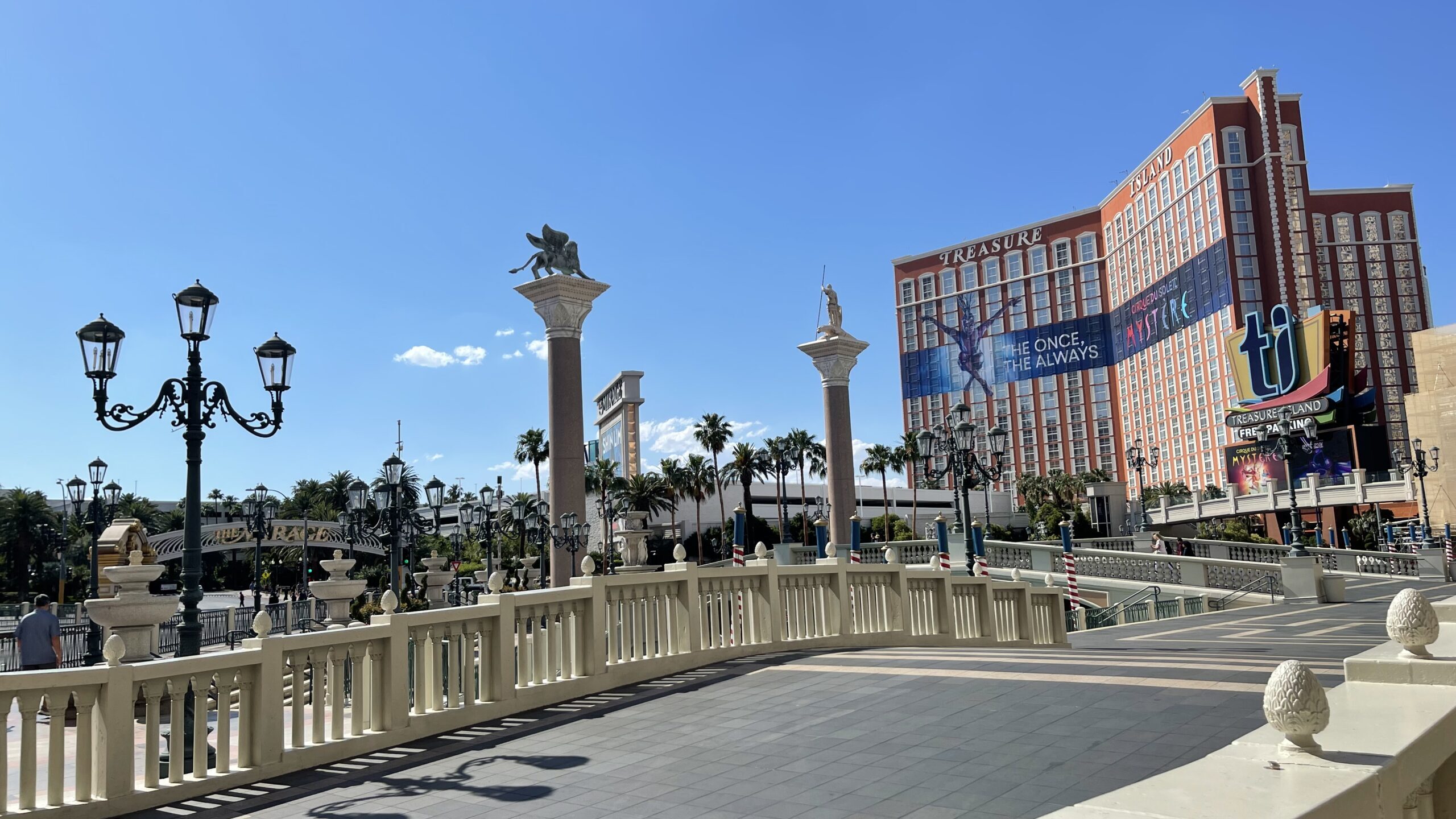 View of the Treasure Island resort from the Venetian resort.