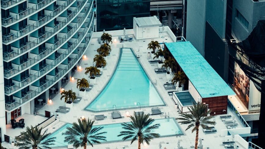 roof top swimming pool on building